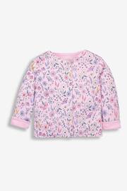 JoJo Maman Bébé Pink Floral 2-Piece Baby Sleepsuit & Velour Jacket Set - Image 8 of 9