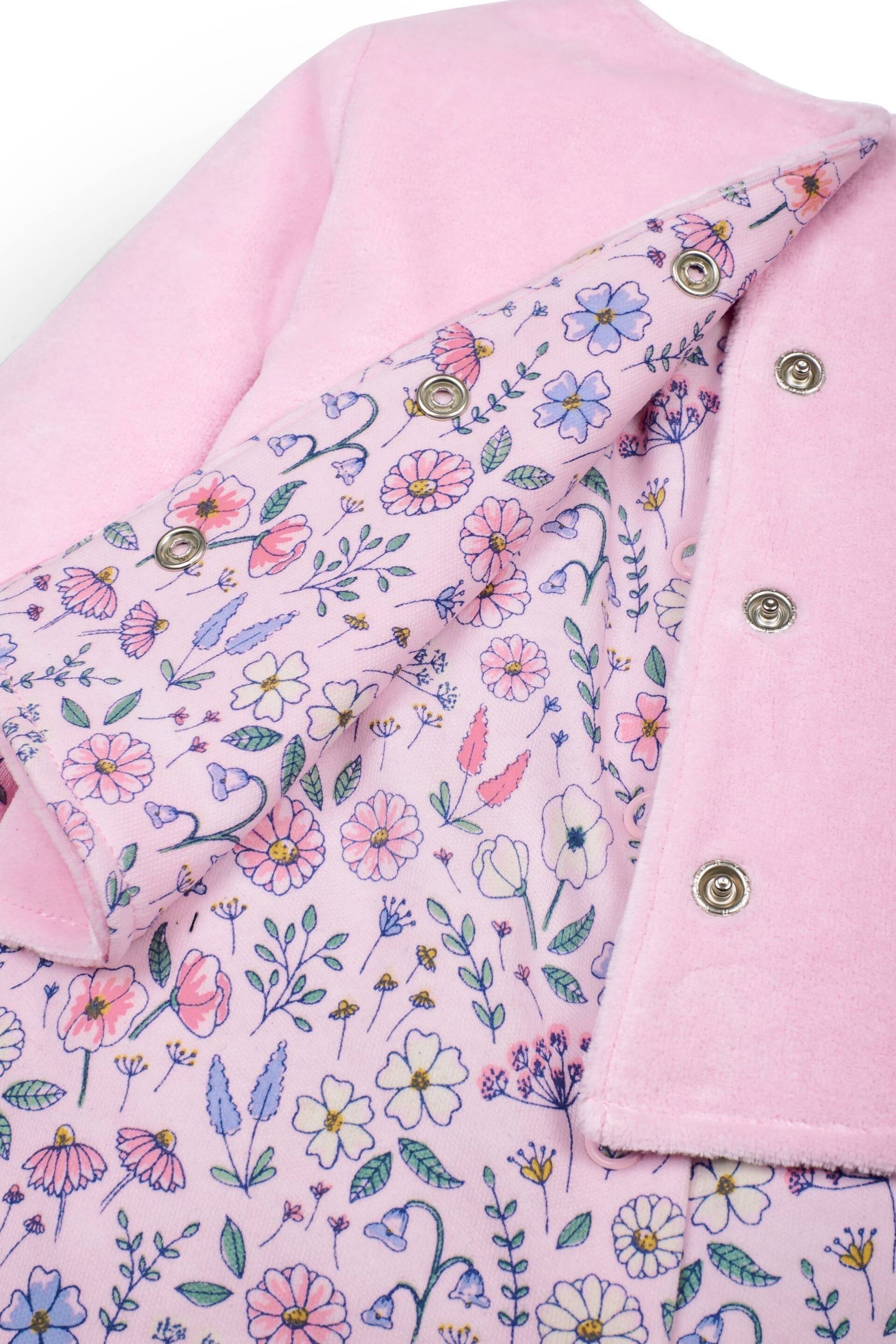JoJo Maman Bébé Pink Floral 2-Piece Baby Sleepsuit & Velour Jacket Set - Image 9 of 9
