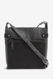 Black Leather Pocket Messenger Bag - Image 2 of 5
