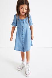 Blue Denim Ruched Sleeve Tea Dress (3-16yrs) - Image 2 of 5