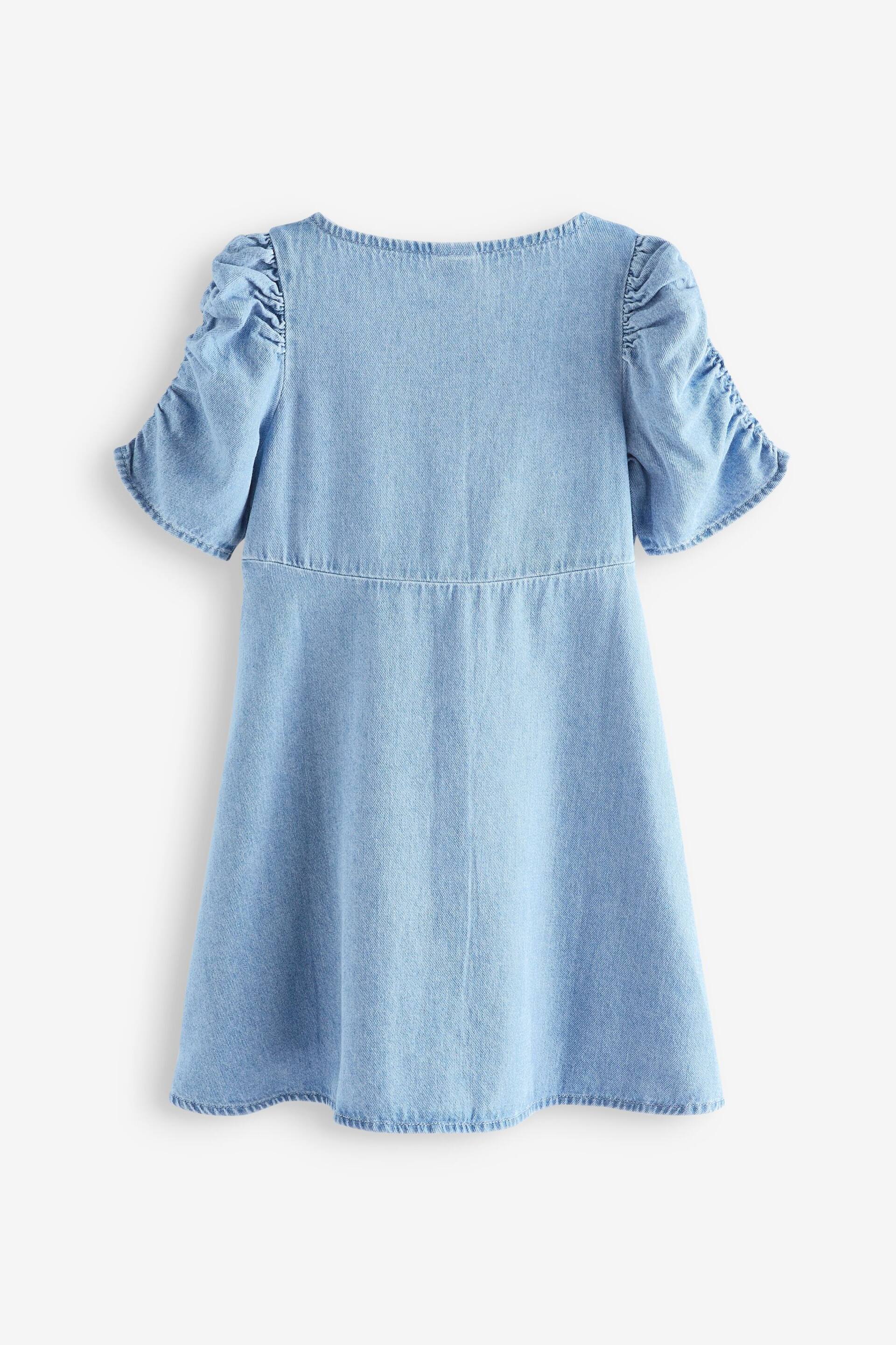 Blue Denim Ruched Sleeve Tea Dress (3-16yrs) - Image 5 of 5