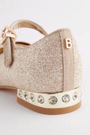 Baker by Ted Baker Girls Gold Glitter Shoes with Rhinestone Bow - Image 4 of 6