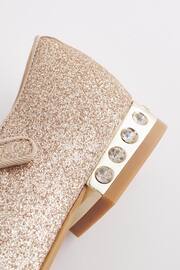 Baker by Ted Baker Girls Gold Glitter Shoes with Rhinestone Bow - Image 5 of 6