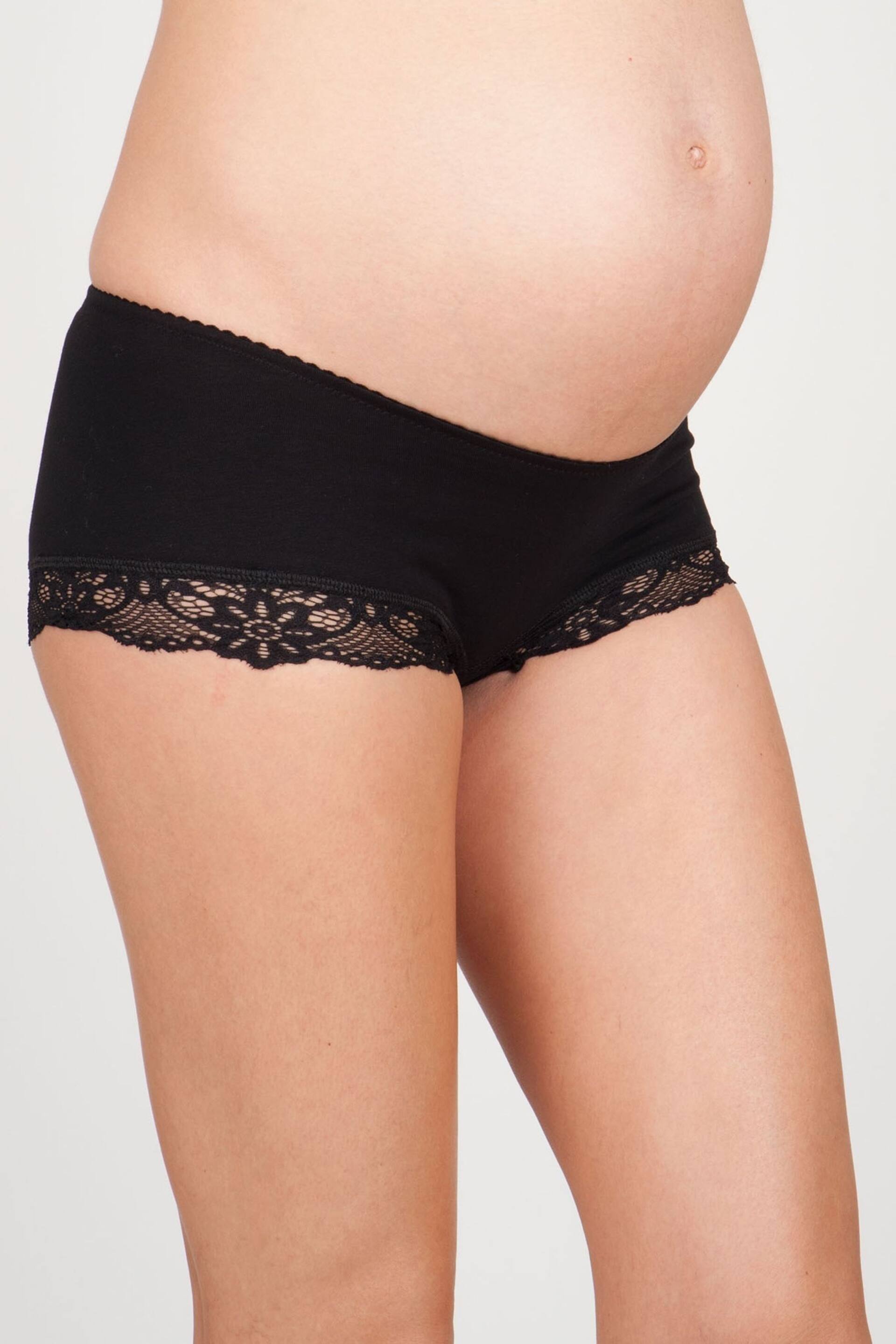 JoJo Maman Bébé Black 3-Pack Lace Trim Maternity Shorts - Image 1 of 2