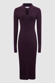 Reiss Purple Ronnie Collared Knitted Bodycon Dress - Image 2 of 7