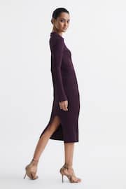 Reiss Purple Ronnie Collared Knitted Bodycon Dress - Image 3 of 7