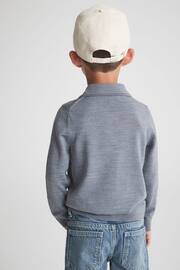 Reiss Denim Melange Trafford Junior Merino Wool Polo Shirt - Image 5 of 6