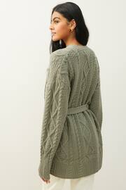 Sage Green Cable Belt Cardigan - Image 2 of 6