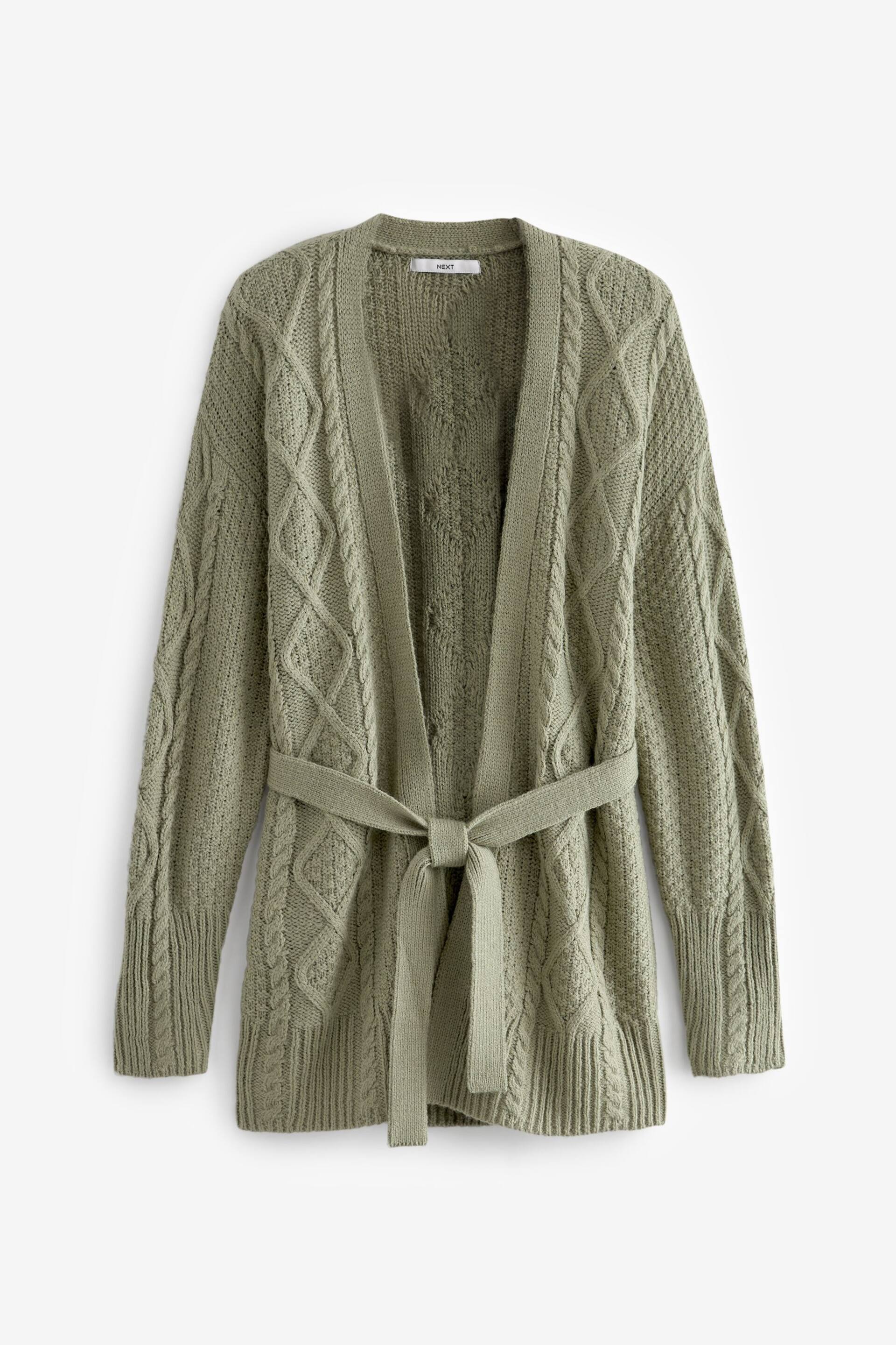 Sage Green Cable Belt Cardigan - Image 5 of 6