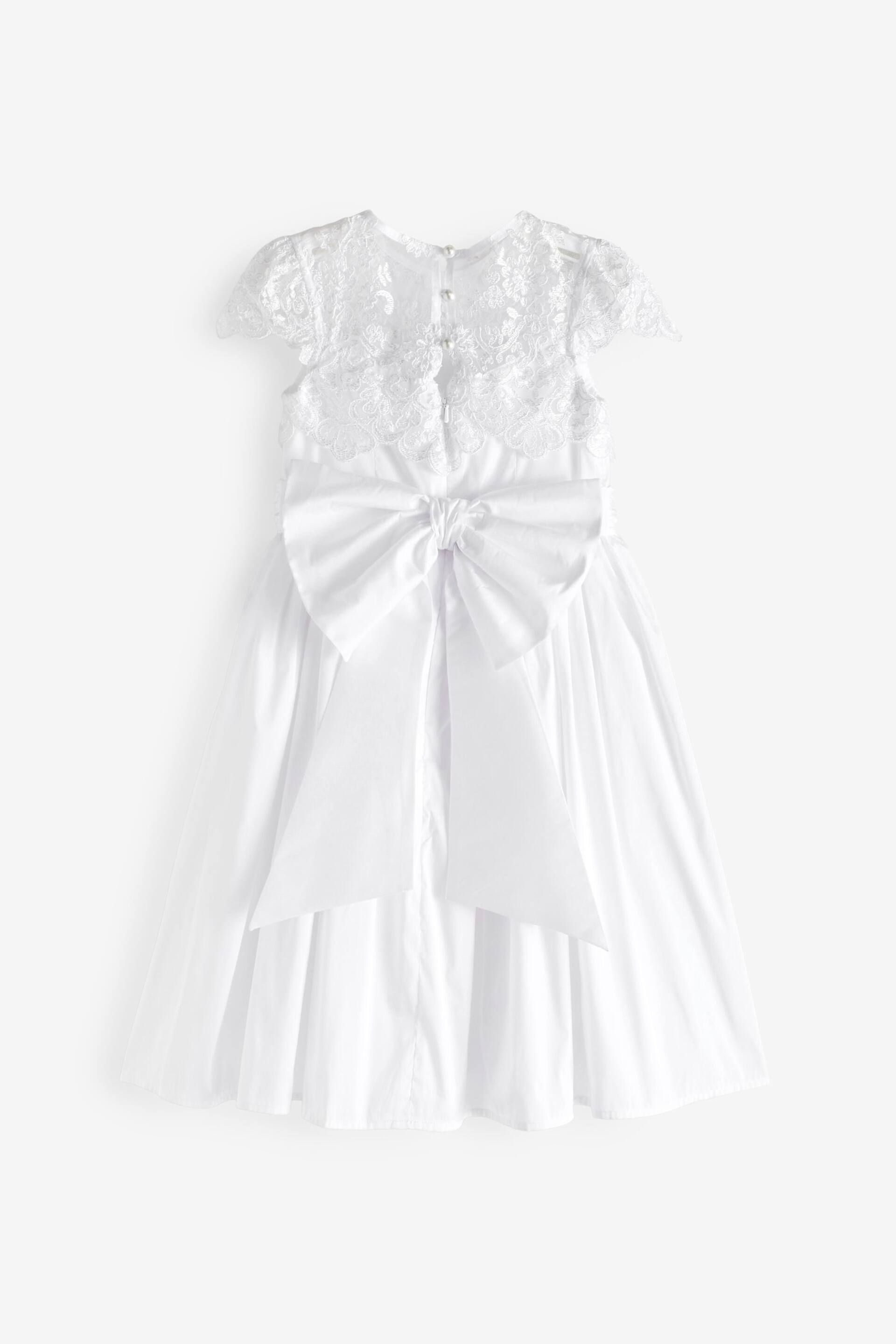 White Lace Bodice Flower Girl Bow Dress (3-16yrs) - Image 6 of 6
