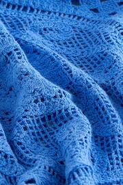 Bright Blue Short Sleeve Crochet Crew Neck T-Shirt - Image 6 of 6