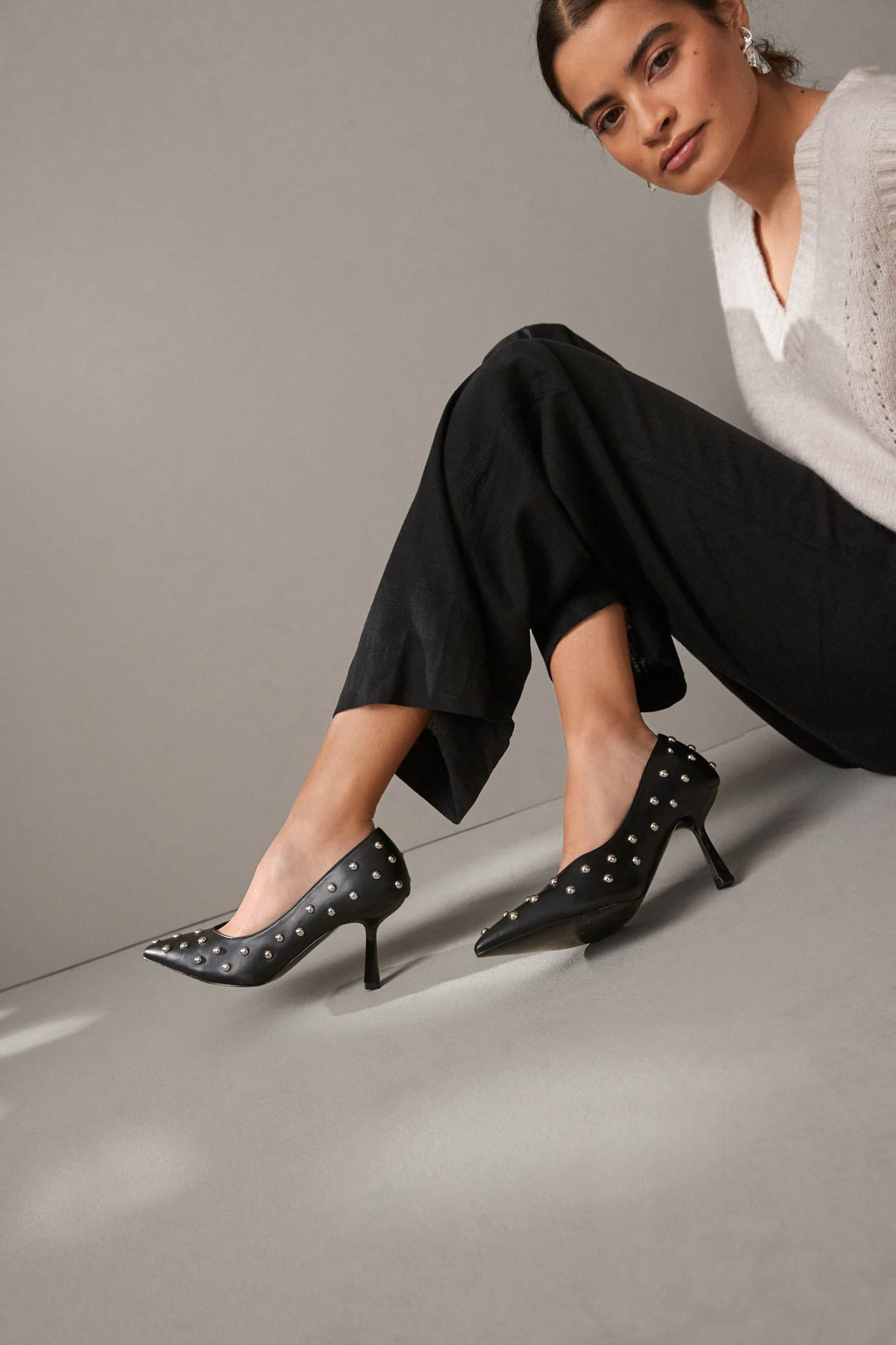 Black Forever Comfort® Studded Court Shoes - Image 3 of 10