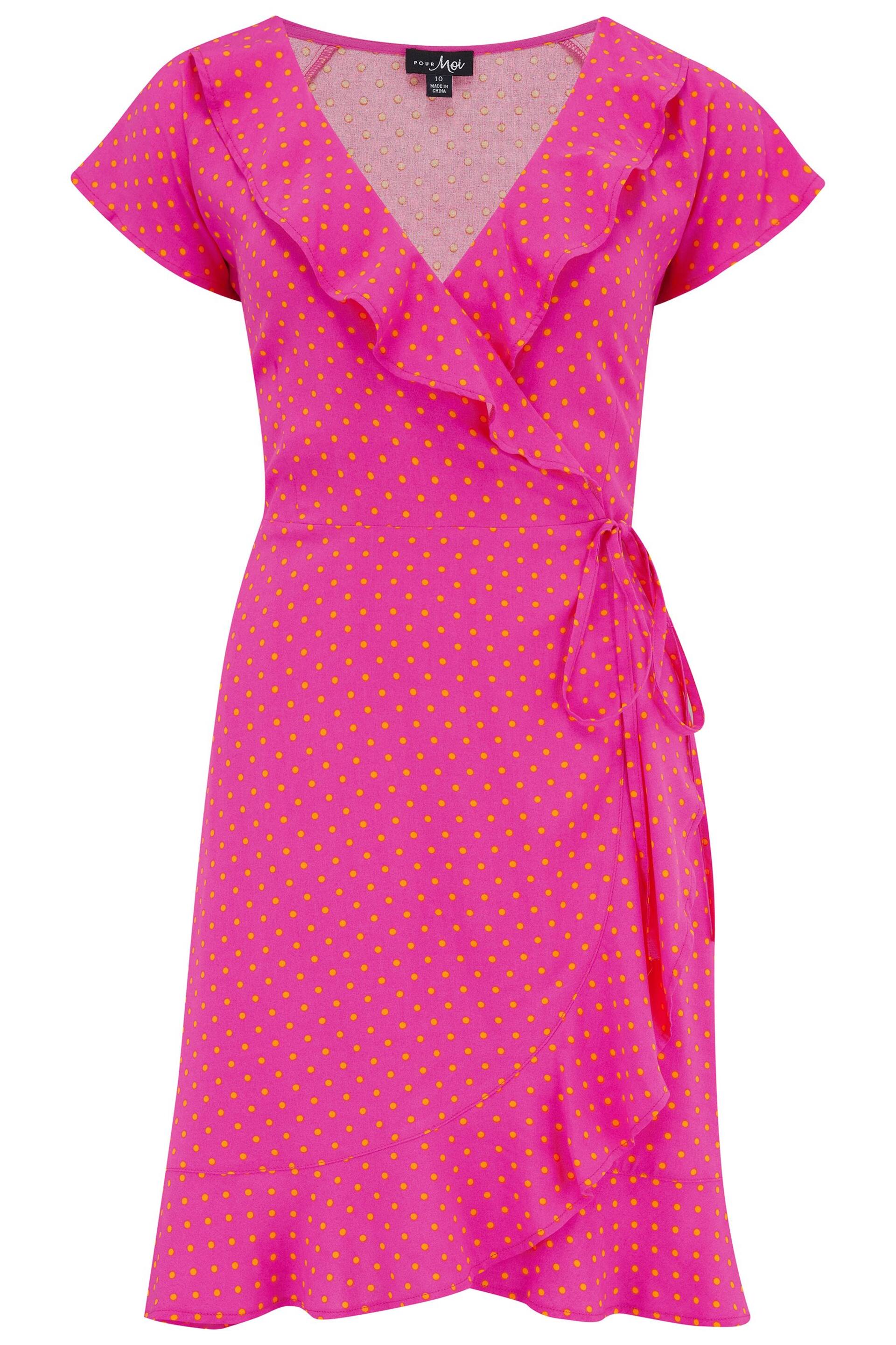 Pour Moi Pink Polka Dot Woven EcoVero Dress - Image 4 of 5