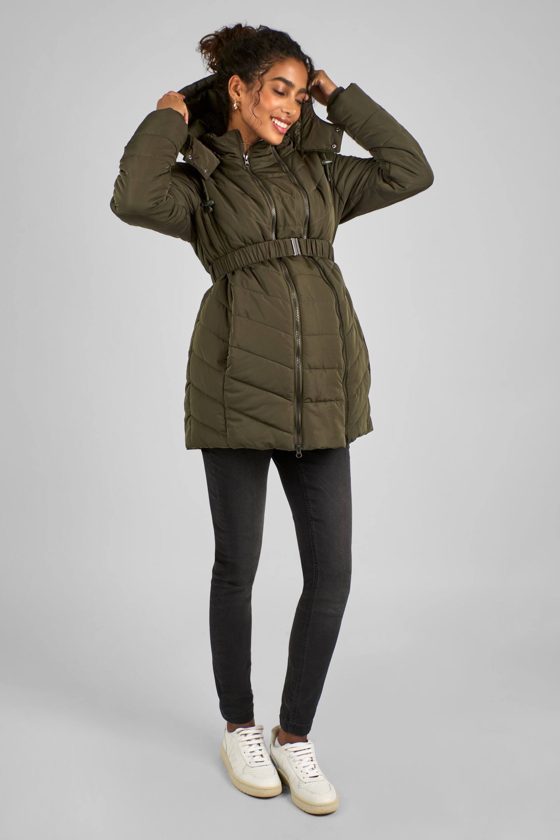 JoJo Maman Bébé Khaki 2-in-1 Maternity Puffer Jacket - Image 1 of 2