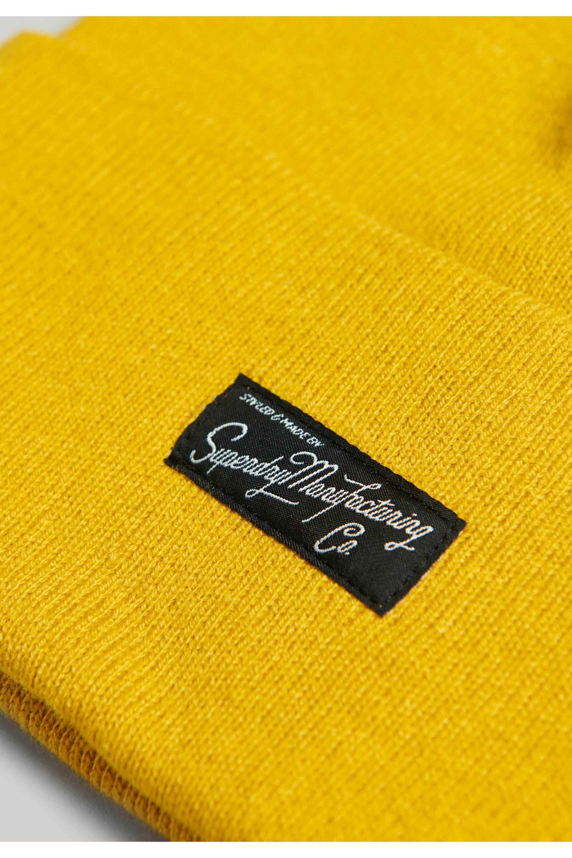 Superdry mustard yellow Essential Logo Bobble hat - Image 2 of 3