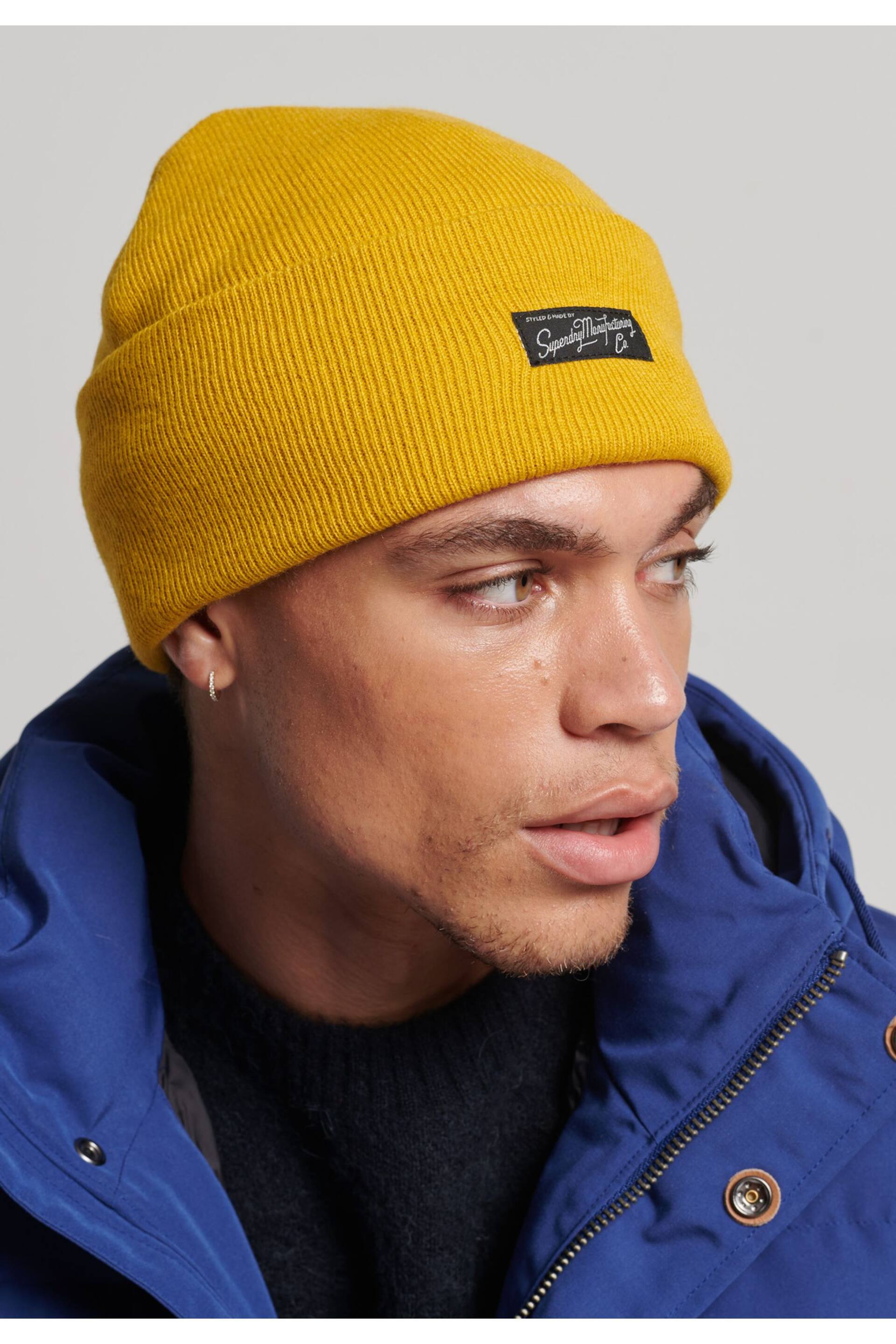 Superdry mustard yellow Essential Logo Bobble hat - Image 3 of 3