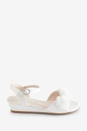 White Wedge Occasion Corsage Flower Sandals - Image 2 of 4