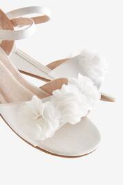 White Wedge Occasion Corsage Flower Sandals - Image 3 of 4