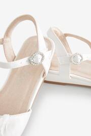 White Wedge Occasion Corsage Flower Sandals - Image 4 of 4