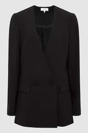 Reiss Black Margeaux Collarless Double Breasted Suit Blazer - Image 2 of 7