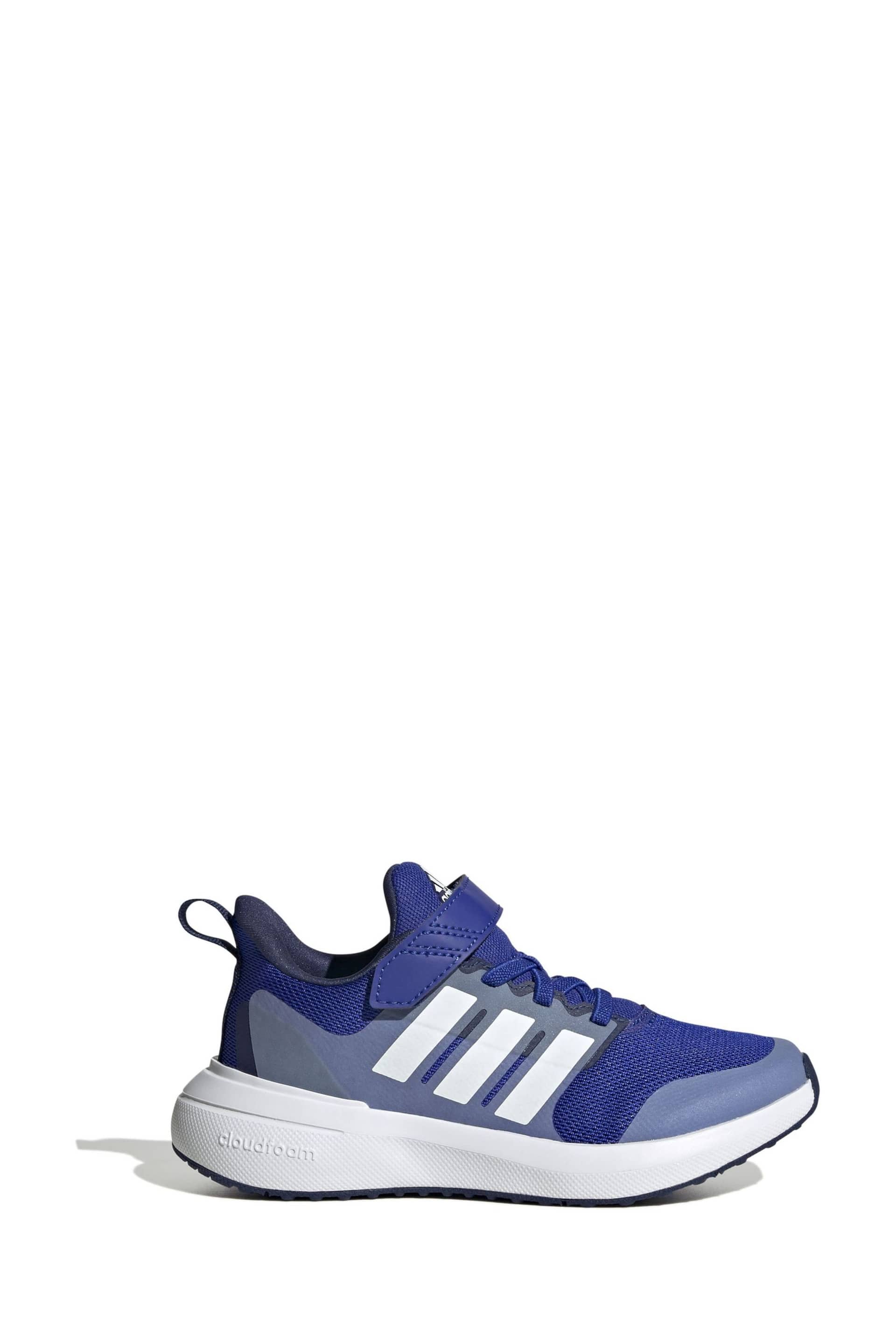 adidas Blue/White Kids Sportswear Fortarun 2.0 Cloudfoam Elastic Lace Top Strap Trainers - Image 1 of 8