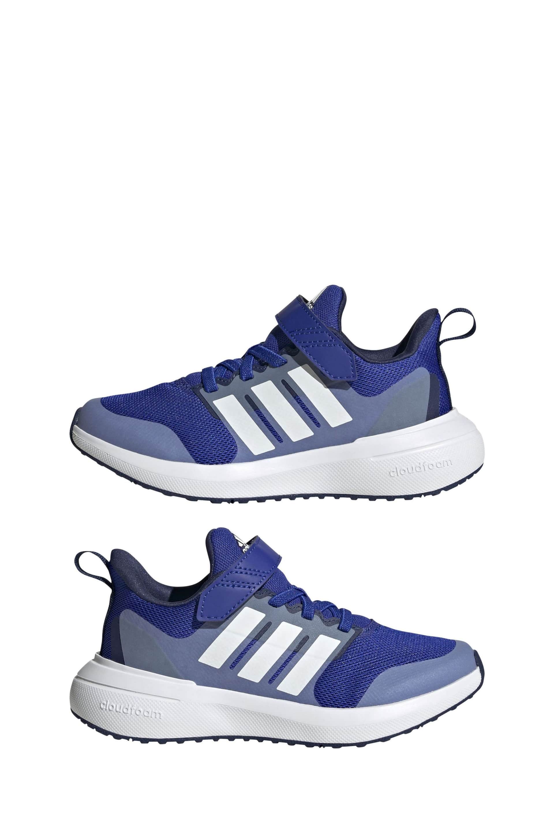 adidas Blue/White Kids Sportswear Fortarun 2.0 Cloudfoam Elastic Lace Top Strap Trainers - Image 5 of 8