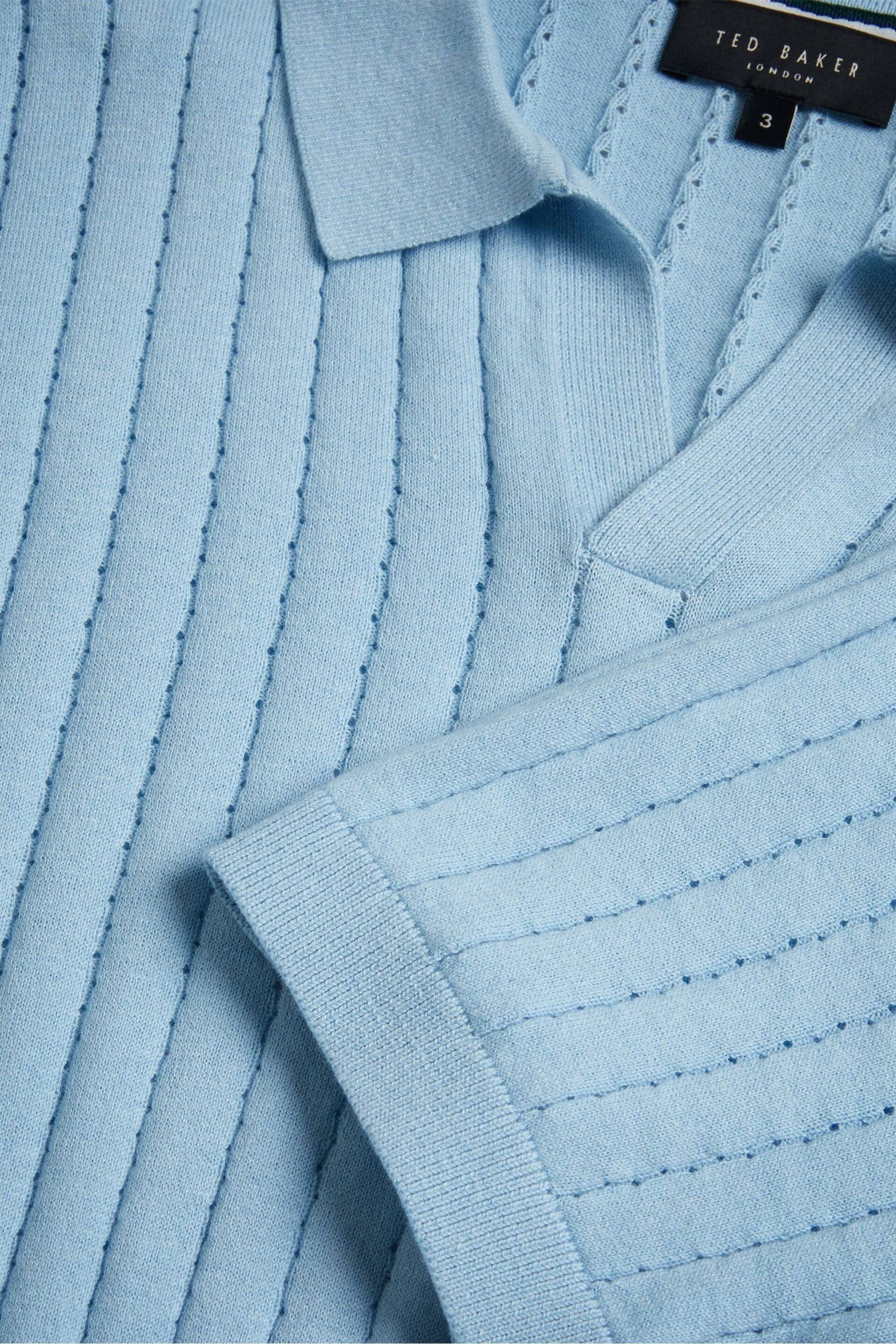 Ted Baker Light Blue Botany Regular Open Collar Polo Shirt - Image 5 of 6