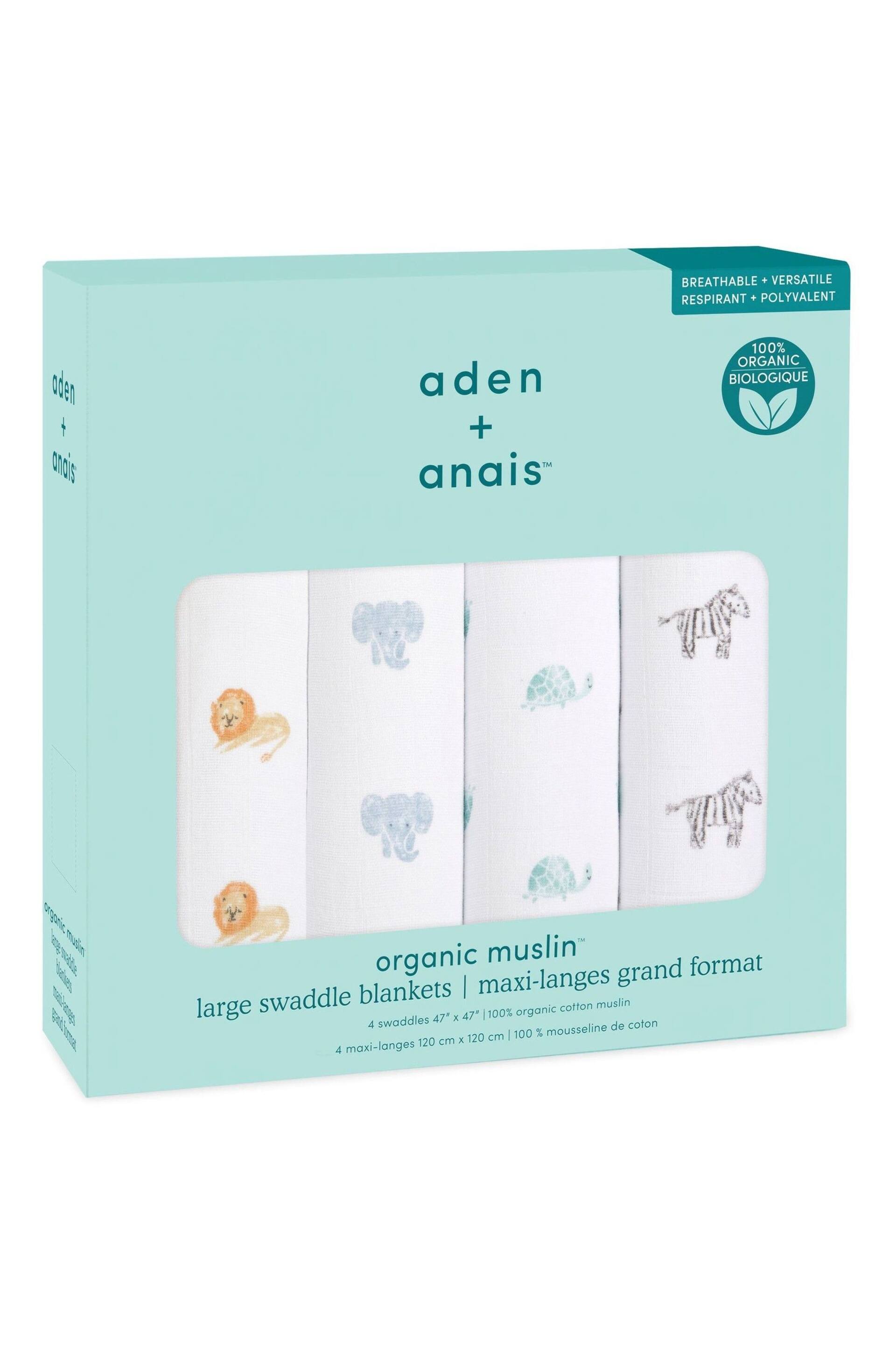 aden + anais Blue Organic Cotton Muslin Blankets 4 Pack - Image 2 of 11