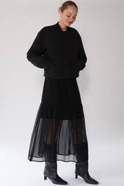 Religion Black Tiered Maxi Skirt In Sheer Georgette and Short Lining - Image 4 of 8
