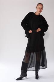 Religion Black Tiered Maxi Skirt In Sheer Georgette and Short Lining - Image 5 of 8