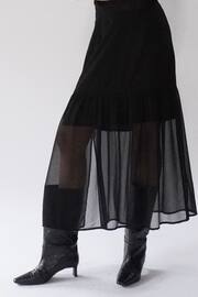 Religion Black Tiered Maxi Skirt In Sheer Georgette and Short Lining - Image 6 of 8
