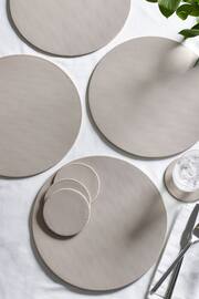 Set of 4 Natural Reversible Faux Leather Placemats and Coasters Set - Image 3 of 4