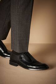 Black Signature Leather Sole Oxford Toe Cap Shoes - Image 2 of 8