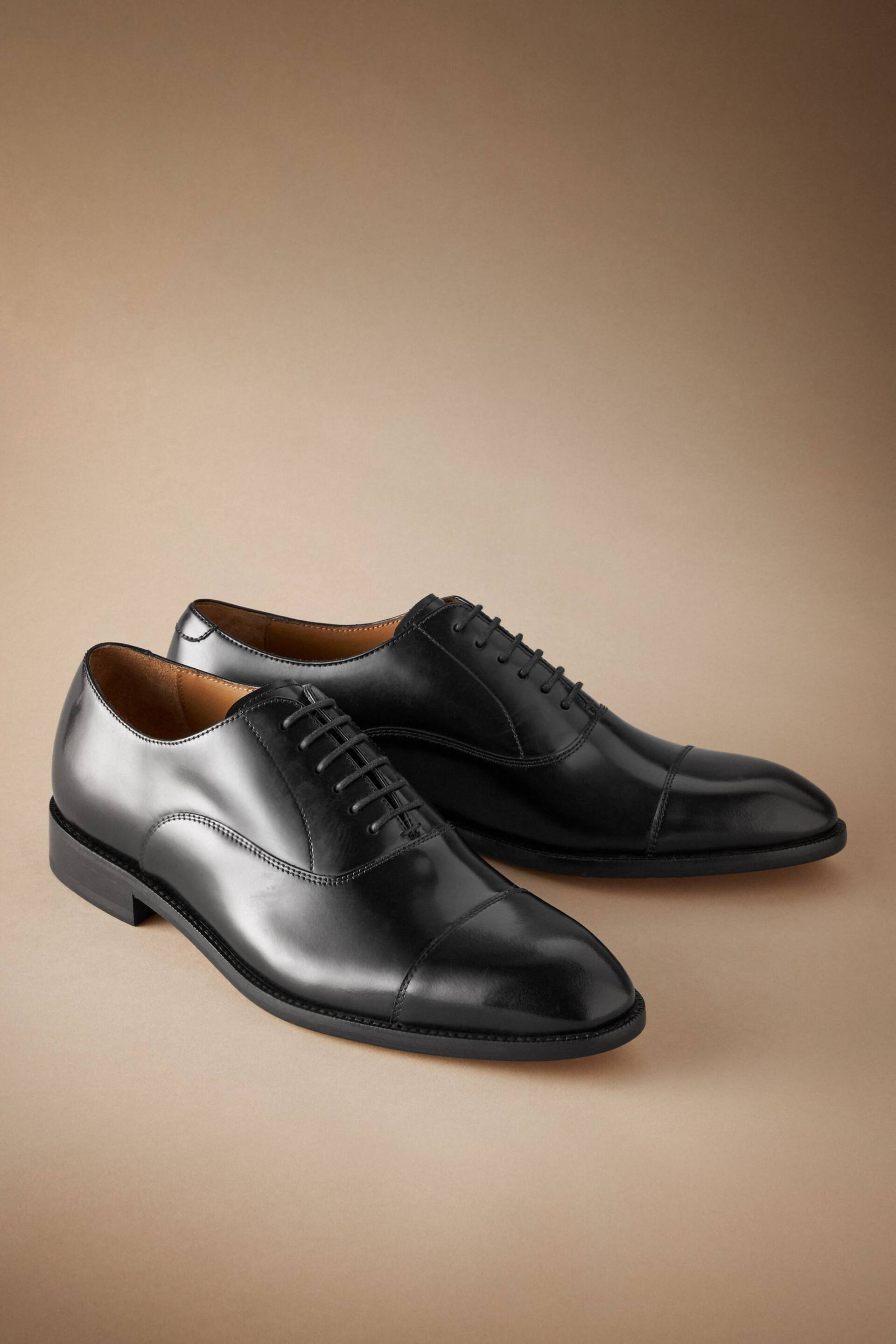 Black Signature Leather Sole Oxford Toe Cap Shoes - Image 4 of 8