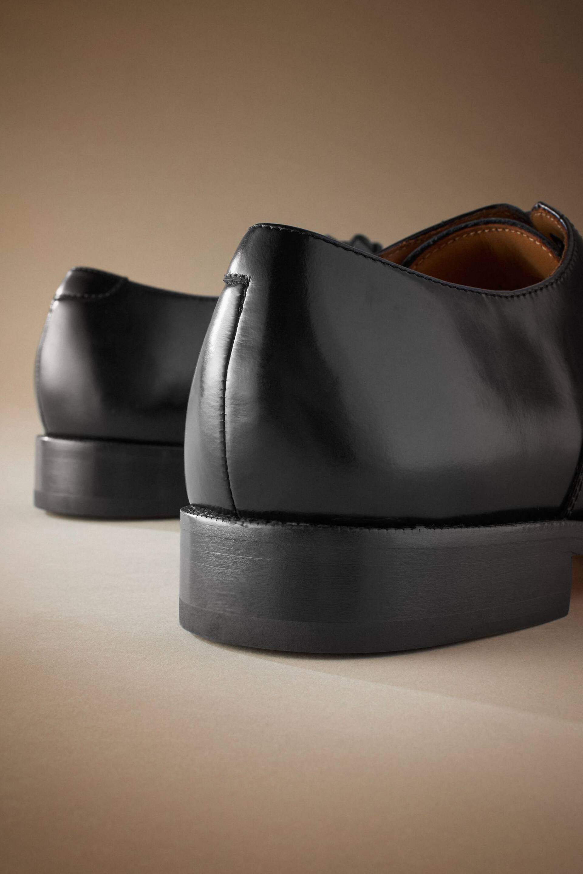 Black Signature Leather Sole Oxford Toe Cap Shoes - Image 8 of 8
