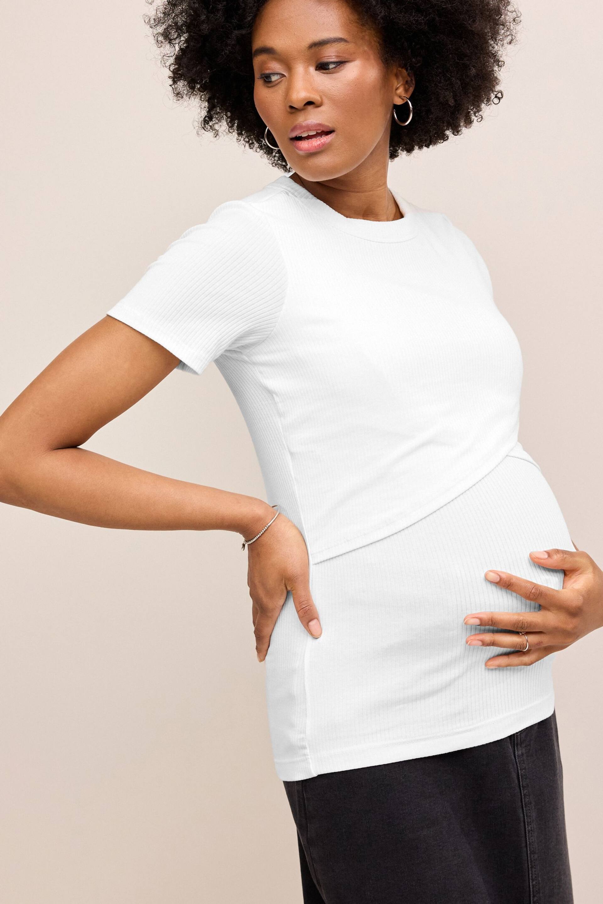 White Maternity Nursing T-Shirt - Image 4 of 8
