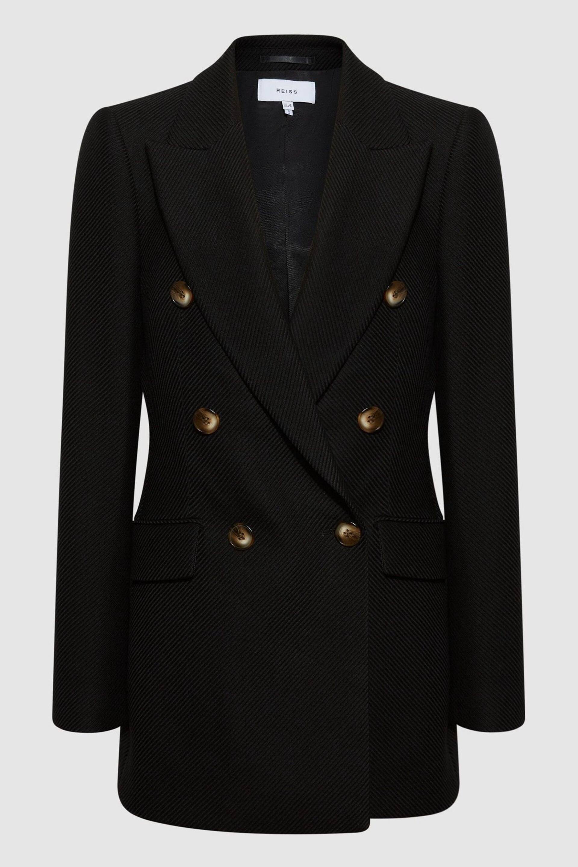 Reiss Black Laura Double Breasted Twill Blazer - Image 2 of 11
