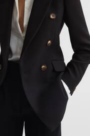 Reiss Black Laura Double Breasted Twill Blazer - Image 4 of 11