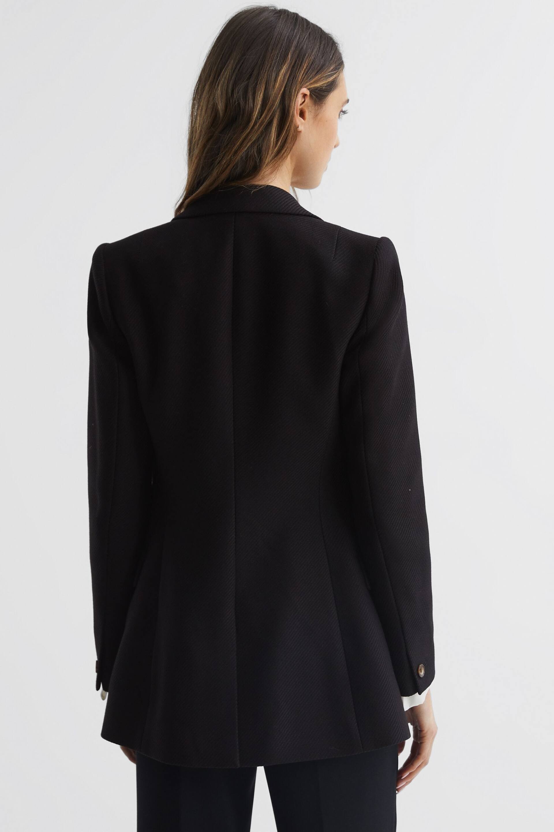 Reiss Black Laura Double Breasted Twill Blazer - Image 5 of 11