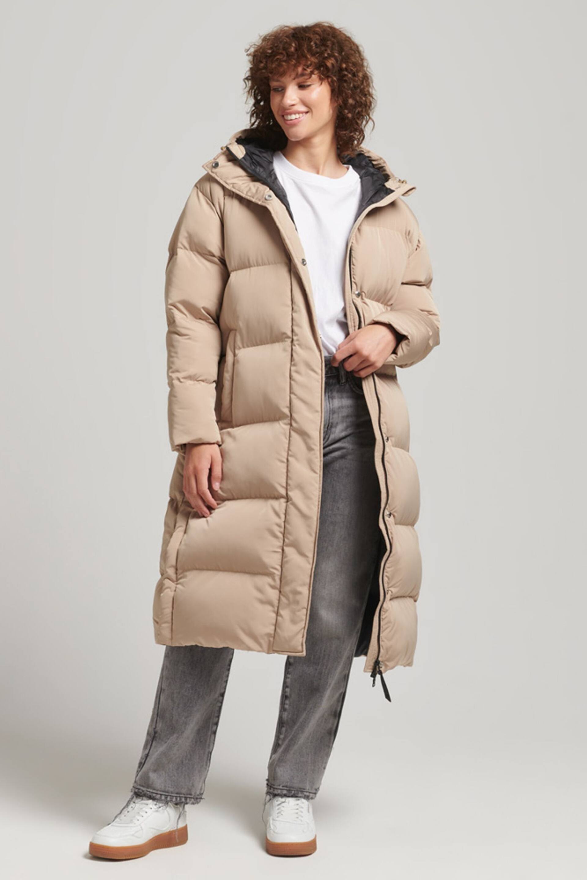 Superdry Natural Studios Longline Duvet Padded Coat - Image 1 of 7