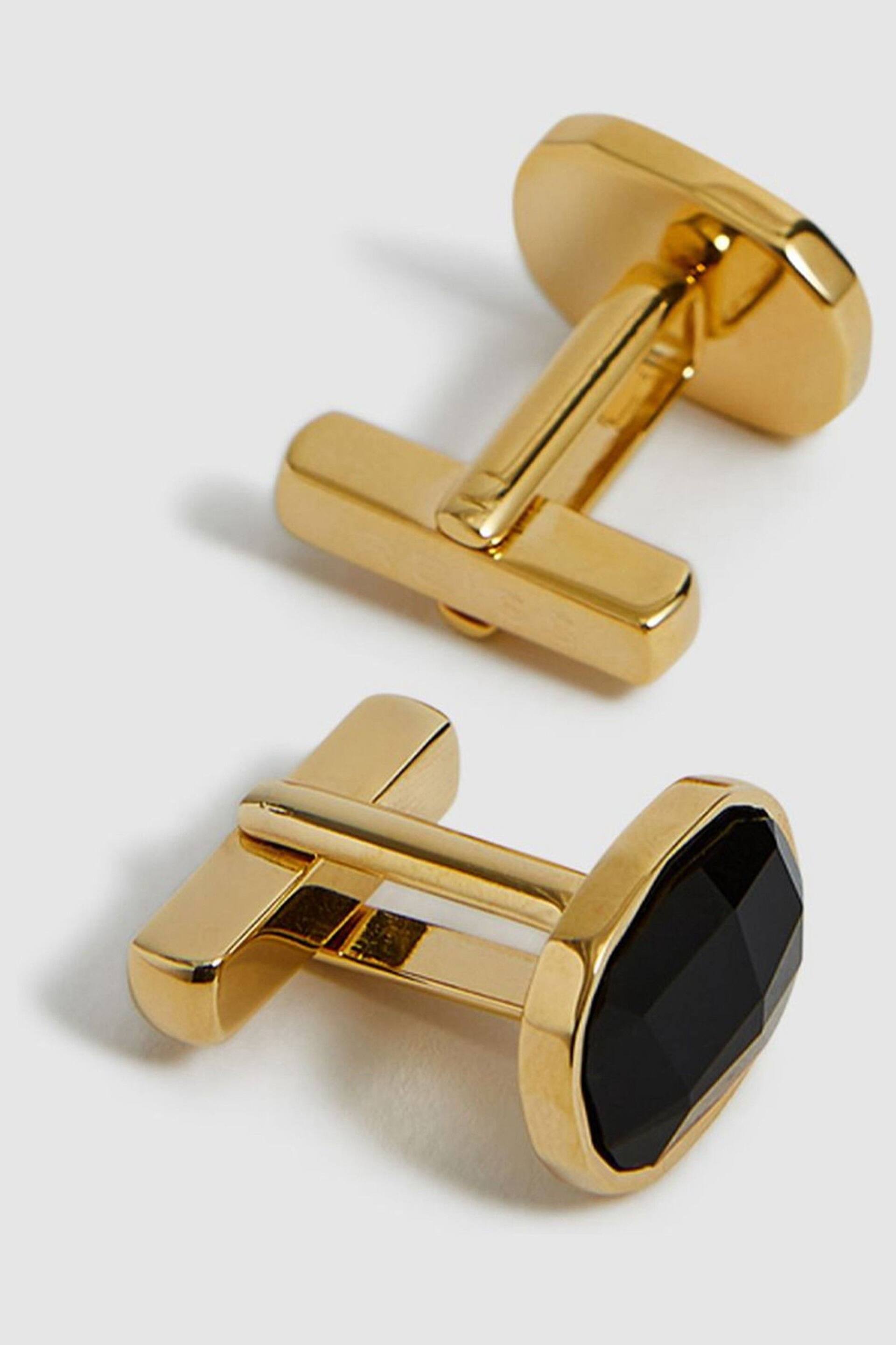 Reiss Gold Carter Stone Insert Cufflinks - Image 3 of 5