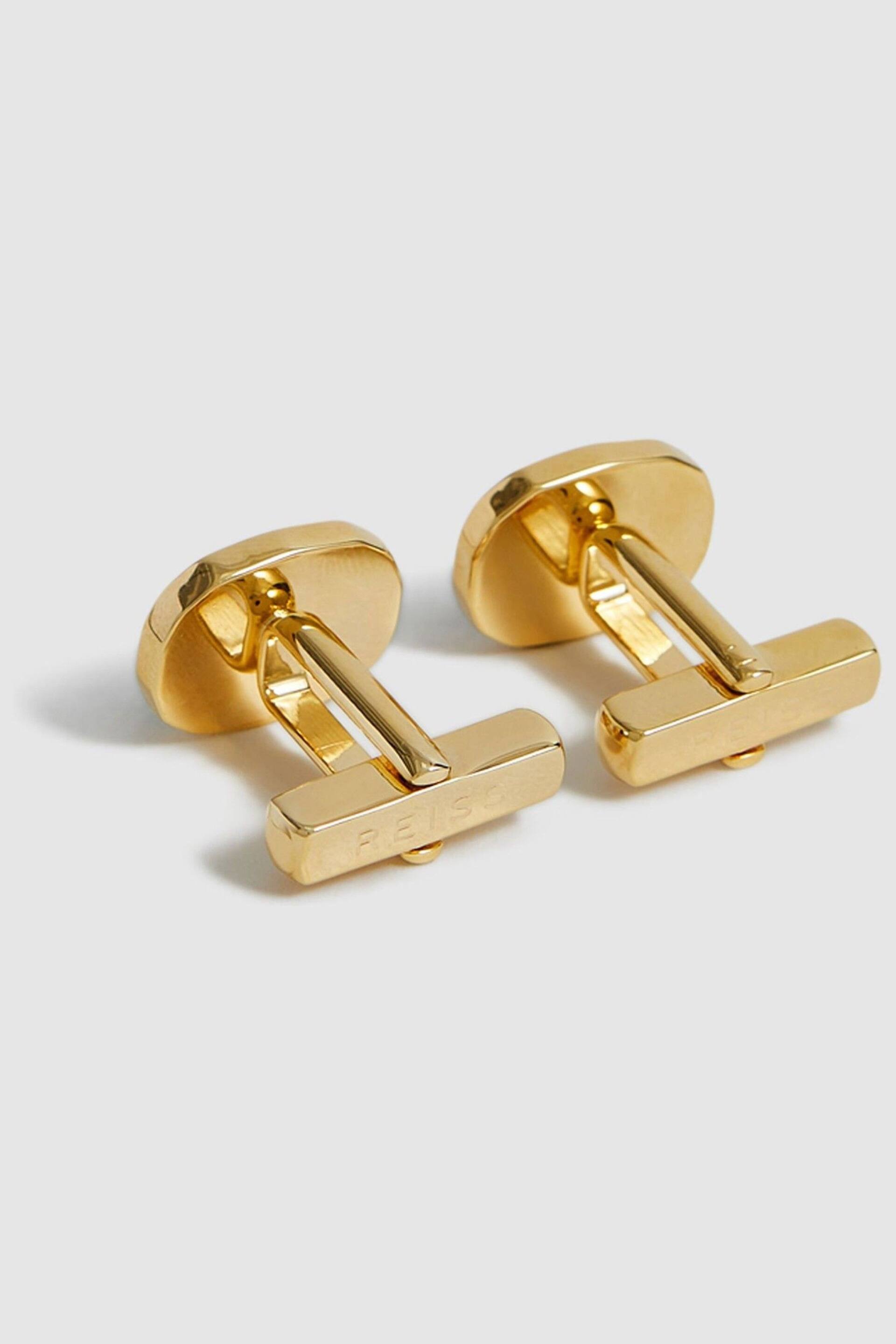 Reiss Gold Carter Stone Insert Cufflinks - Image 4 of 5