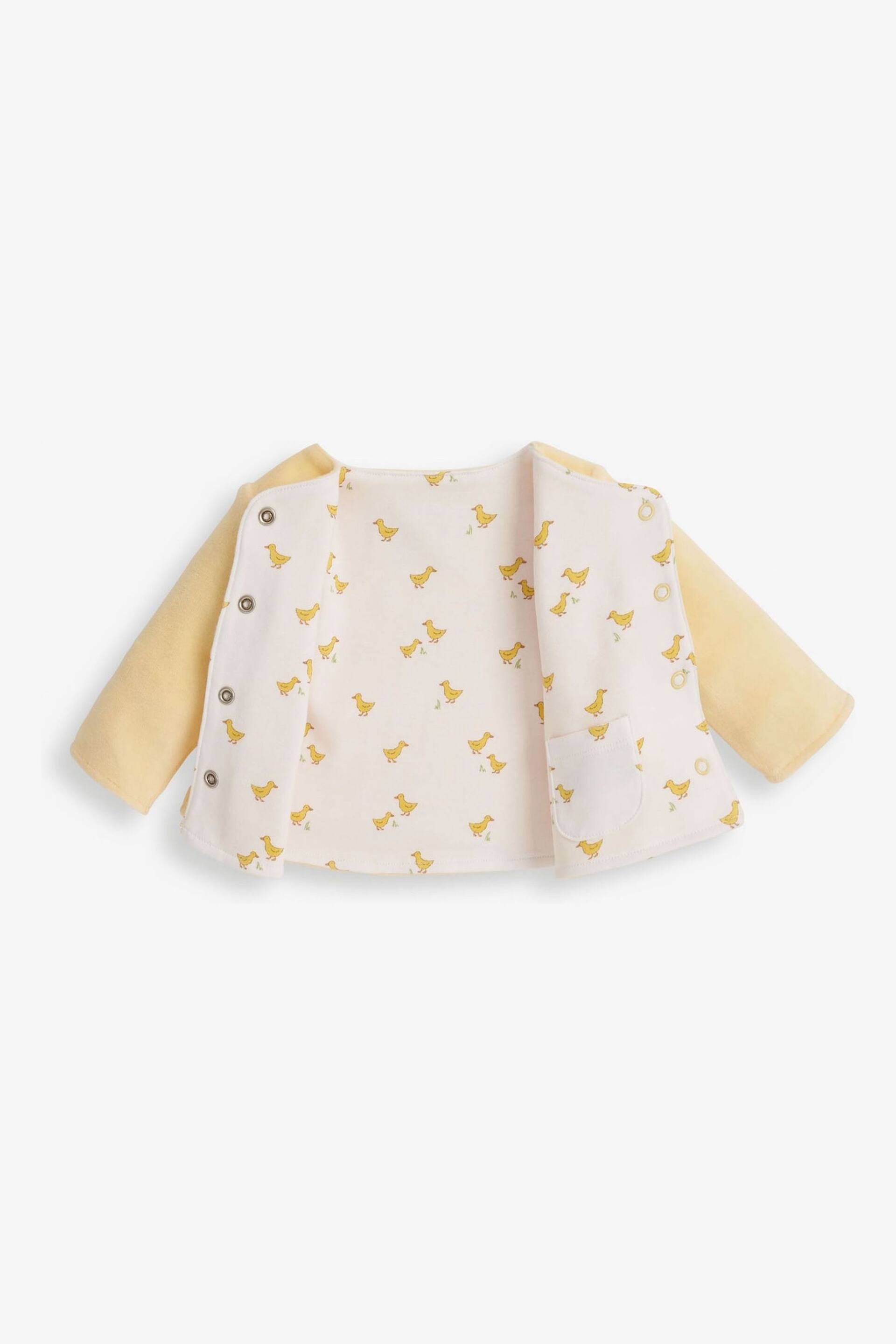 JoJo Maman Bébé Yellow Duck 2-Piece Baby Sleepsuit & Velour Jacket Set - Image 4 of 6