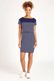 JoJo Maman Bébé Navy White Stripe Breton Stripe Nursing Dress - Image 2 of 4