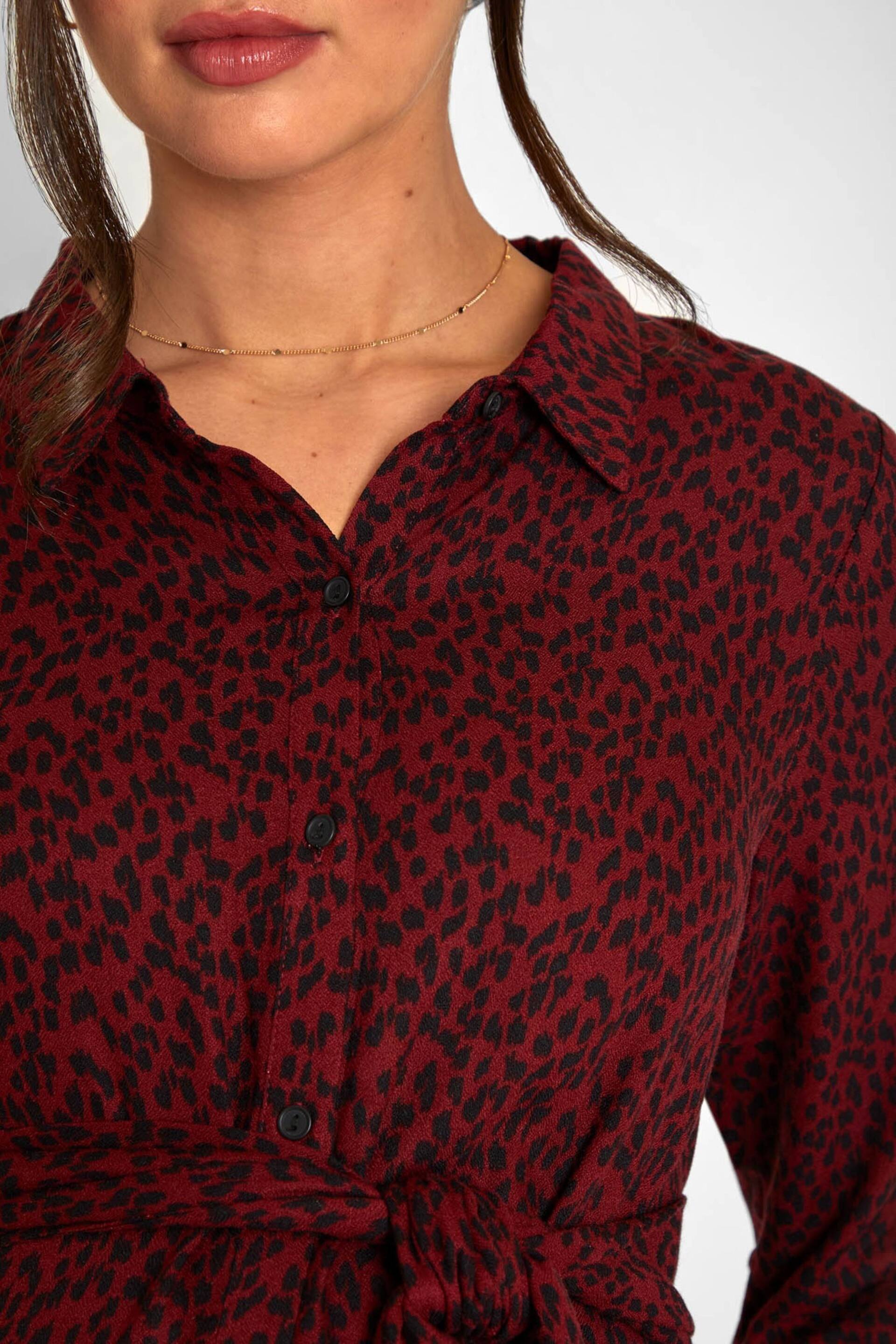 JoJo Maman Bébé Burgundy Red Animal Print Shirt Maternity Dress With Tie - Image 6 of 9