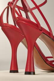 Red Premium Leather Cage Heeled Sandals - Image 7 of 11