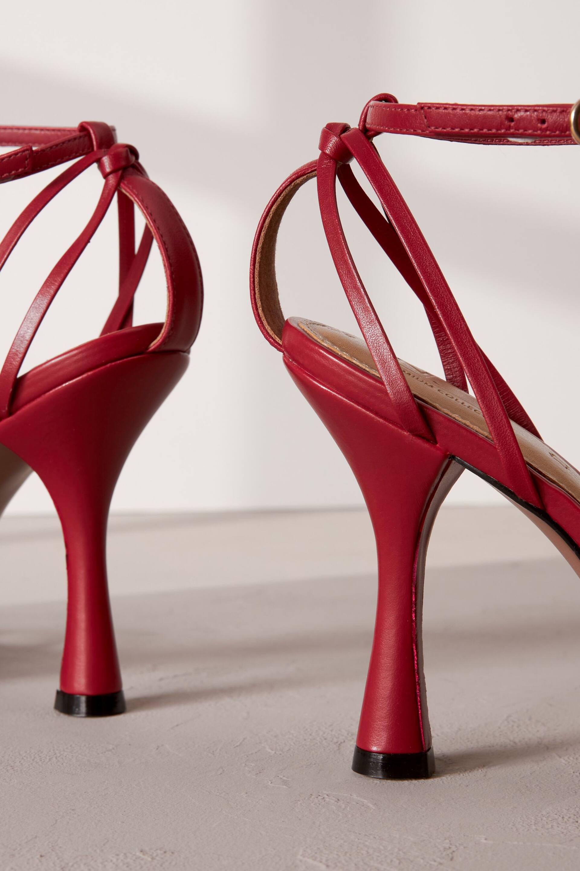 Red Premium Leather Cage Heeled Sandals - Image 8 of 11