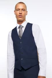 River Island Dark blue Skinny Fit Twill Waistcoat - Image 3 of 5