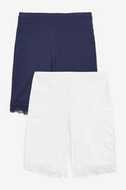 Navy Blue/White Cotton Blend Anti-Chafe Shorts 2 Pack - Image 4 of 4