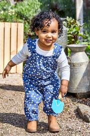 JoJo Maman Bébé Indigo 2-Piece Daisy Print Cord Dungarees & Top Set - Image 1 of 8